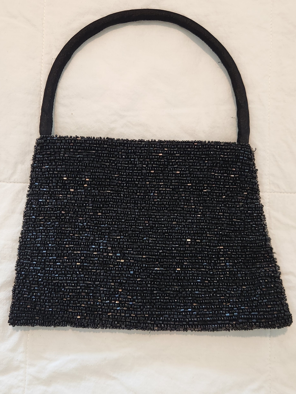 Black Beaded Handle Evening Bag